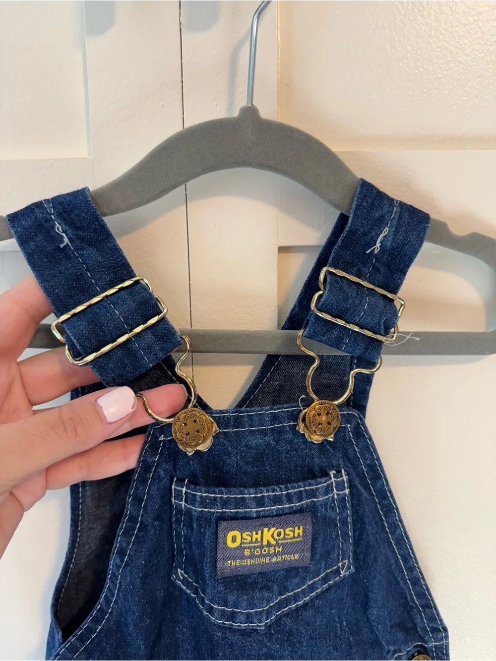 Vintage Osh Kosh B’Gosh 90s Paper Tag Baby Classic Dark Denim Overalls 18 months